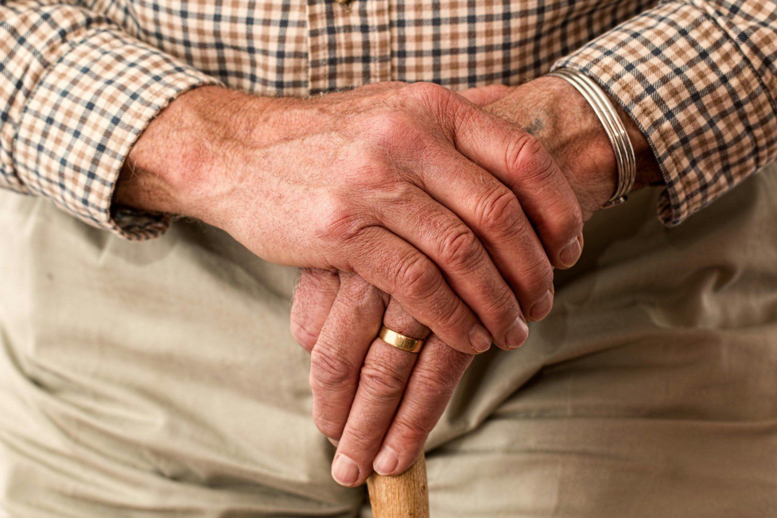 Close-up of an older person's hands