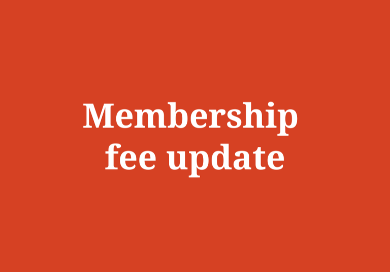 Text on an orange background reads, “Membership fee update,”