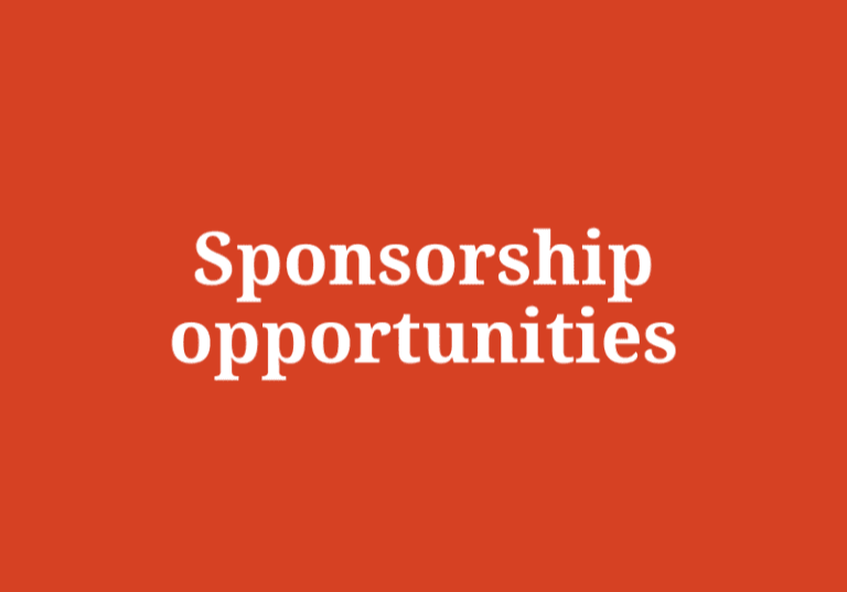 White text reading "Sponsorship opportunities" is centered on a solid orange background